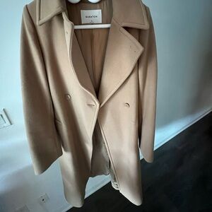 Babaton Wool & Cashmere Camel Coat Medium - knee length